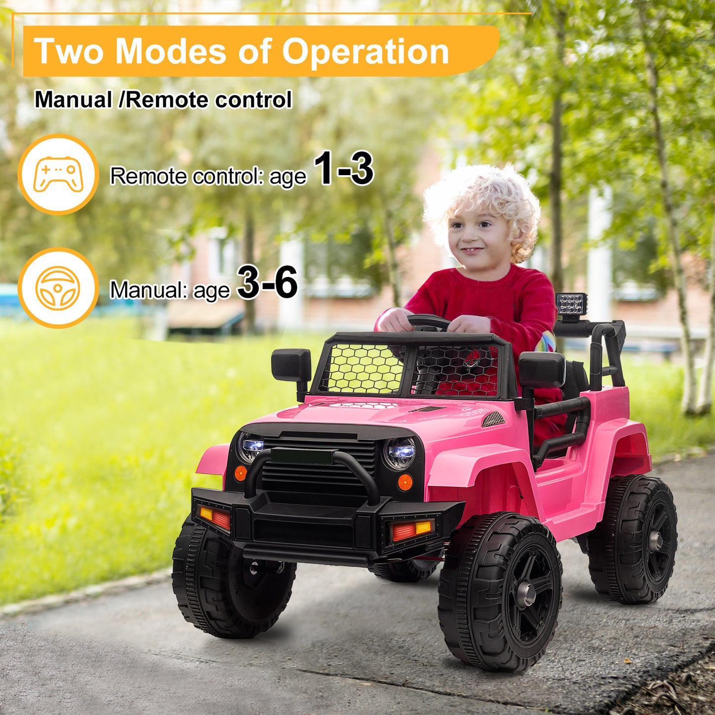 LEADZM Dual Drive 12V 4.5A.h with 2.4G Remote Control Jeep Pink