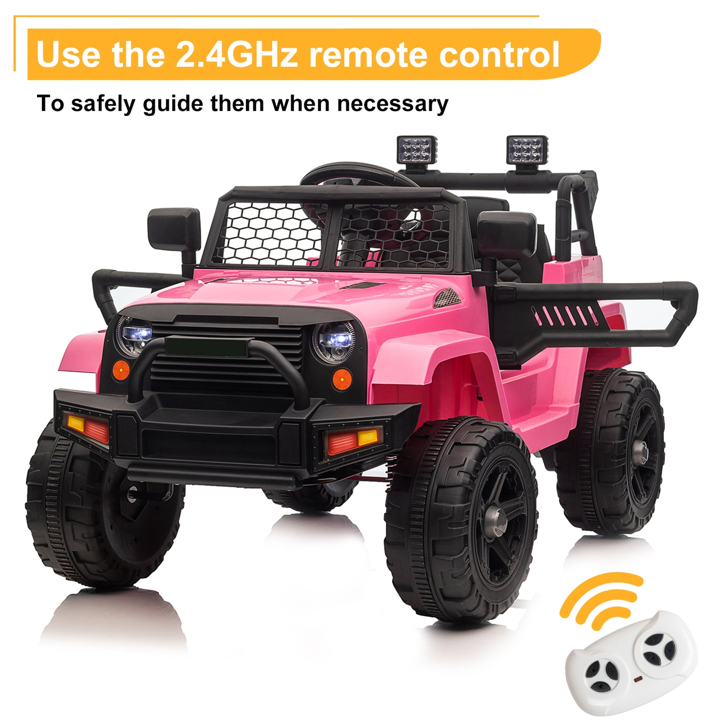 LEADZM Dual Drive 12V 4.5A.h with 2.4G Remote Control Jeep Pink