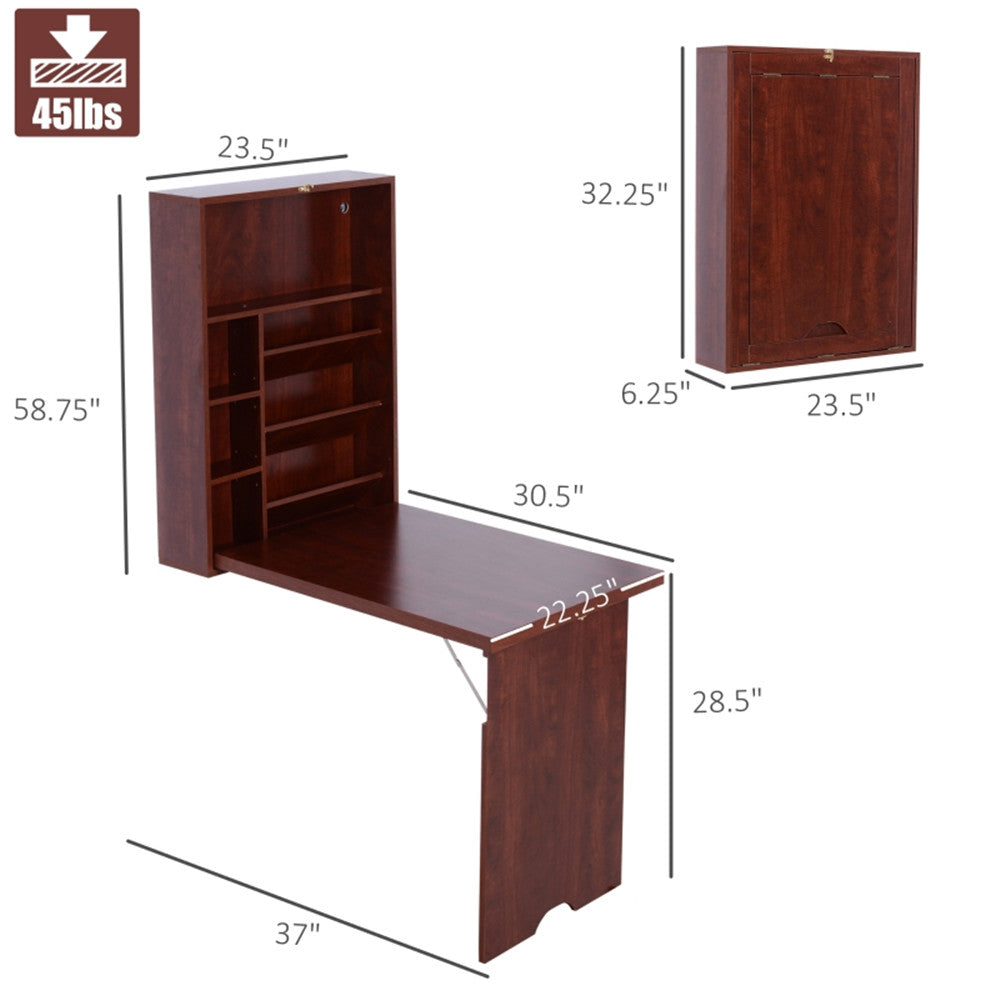 Wall Mount Desk Cabinet-Mahogany ( Amazon Shipping)(Prohibited by WalMart)