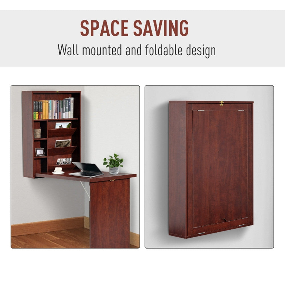 Wall Mount Desk Cabinet-Mahogany ( Amazon Shipping)(Prohibited by WalMart)