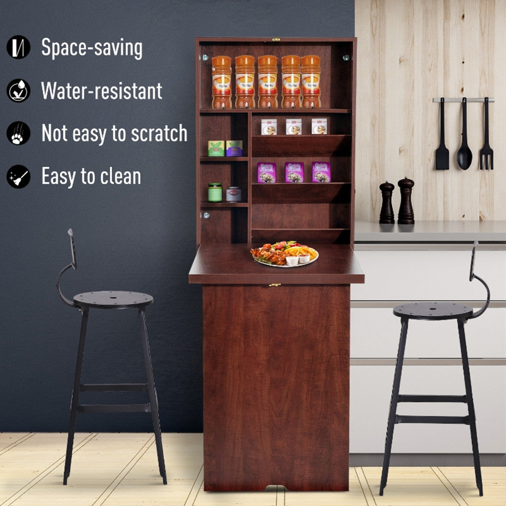 Wall Mount Desk Cabinet-Mahogany ( Amazon Shipping)(Prohibited by WalMart)