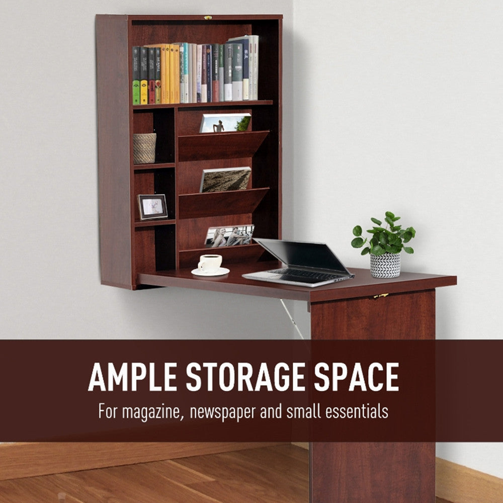 Wall Mount Desk Cabinet-Mahogany ( Amazon Shipping)(Prohibited by WalMart)