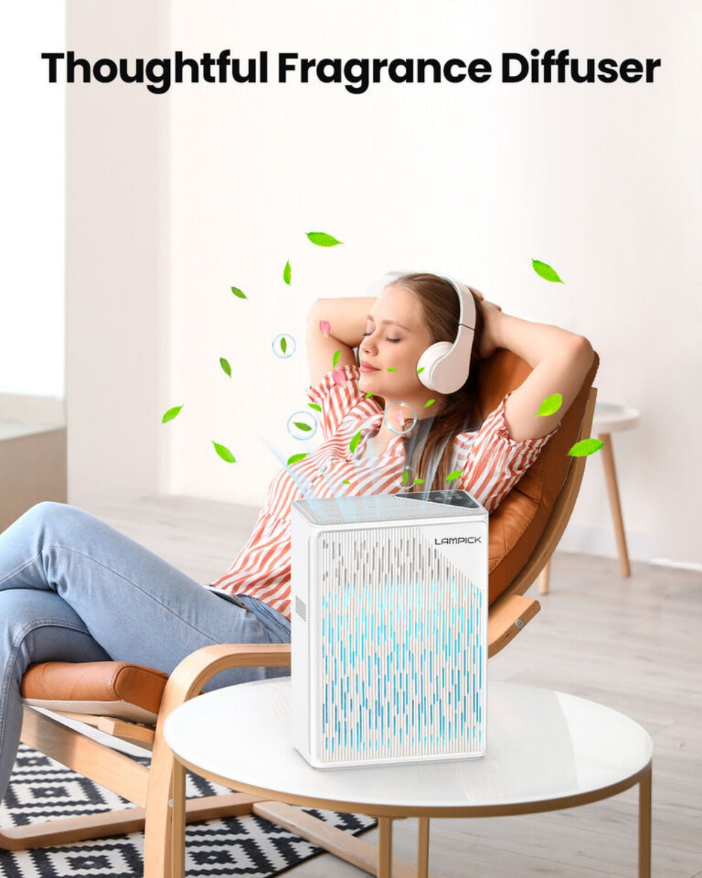 Air Purifiers for Home Large Room Up to 1736 sqft, HEPA Air Purifier with Meteor Shower Atmosphere Light, Fragrance Sponge, PM2.5 Detector Air Cleaner for Pet Dander Wildfire Smoke Pollen Odor