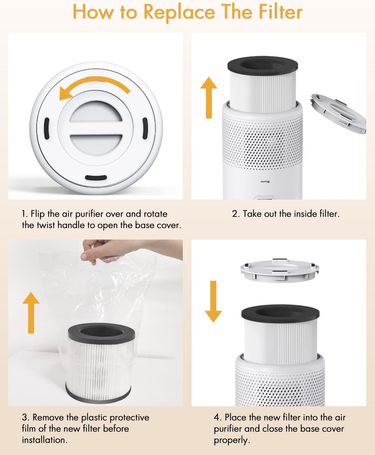 Air Purifier B-D02U Replacement Filter, VEWIOR H13 True HEPA Air Cleaner Filter (Special for B-D02U Air Purifier)(FBA仓发货,亚马逊禁售)
