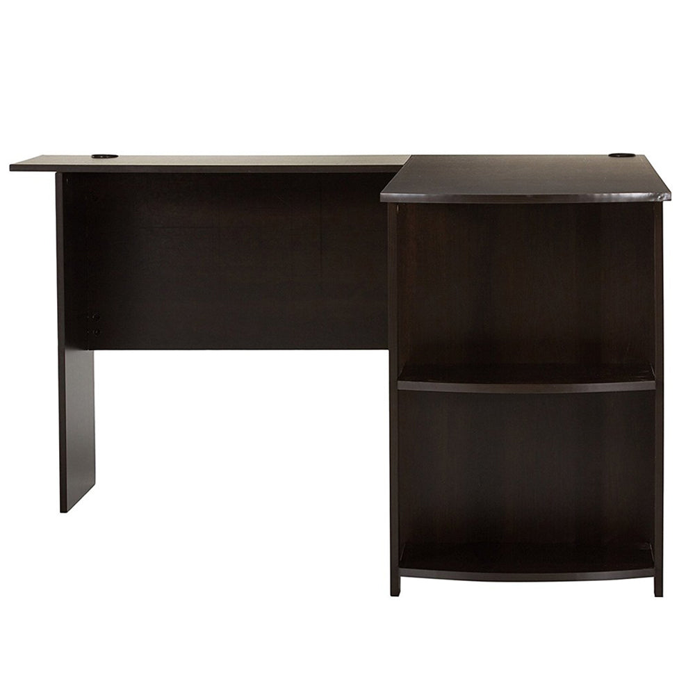 L-Shaped Wood Right-angle Computer Desk with Two-layer Bookshelves