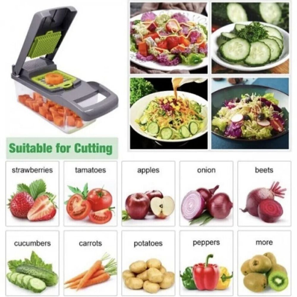 14 In 1 Fruit Vegetable Slicer Cutter Food Onion Veggie Dicer Chopper Kitchen US