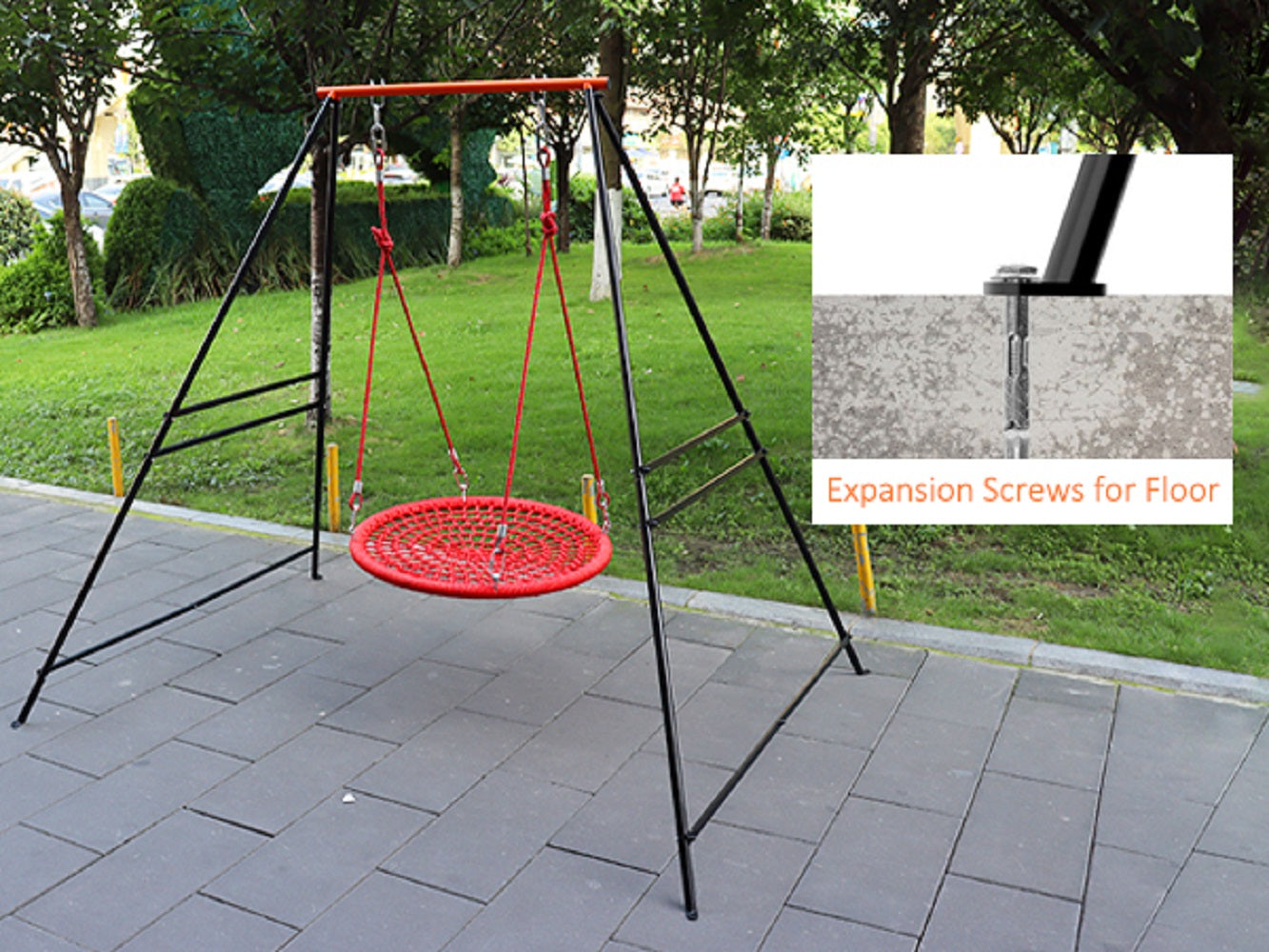 Porch Swing Frame, 550lbs Weight Capacity Swing Stand, Heavy Duty A-Frame Swing, Swing Stand Frame for Yoga Hammock Saucer Baby Porch Swing (Orange, Swing NOT Included)