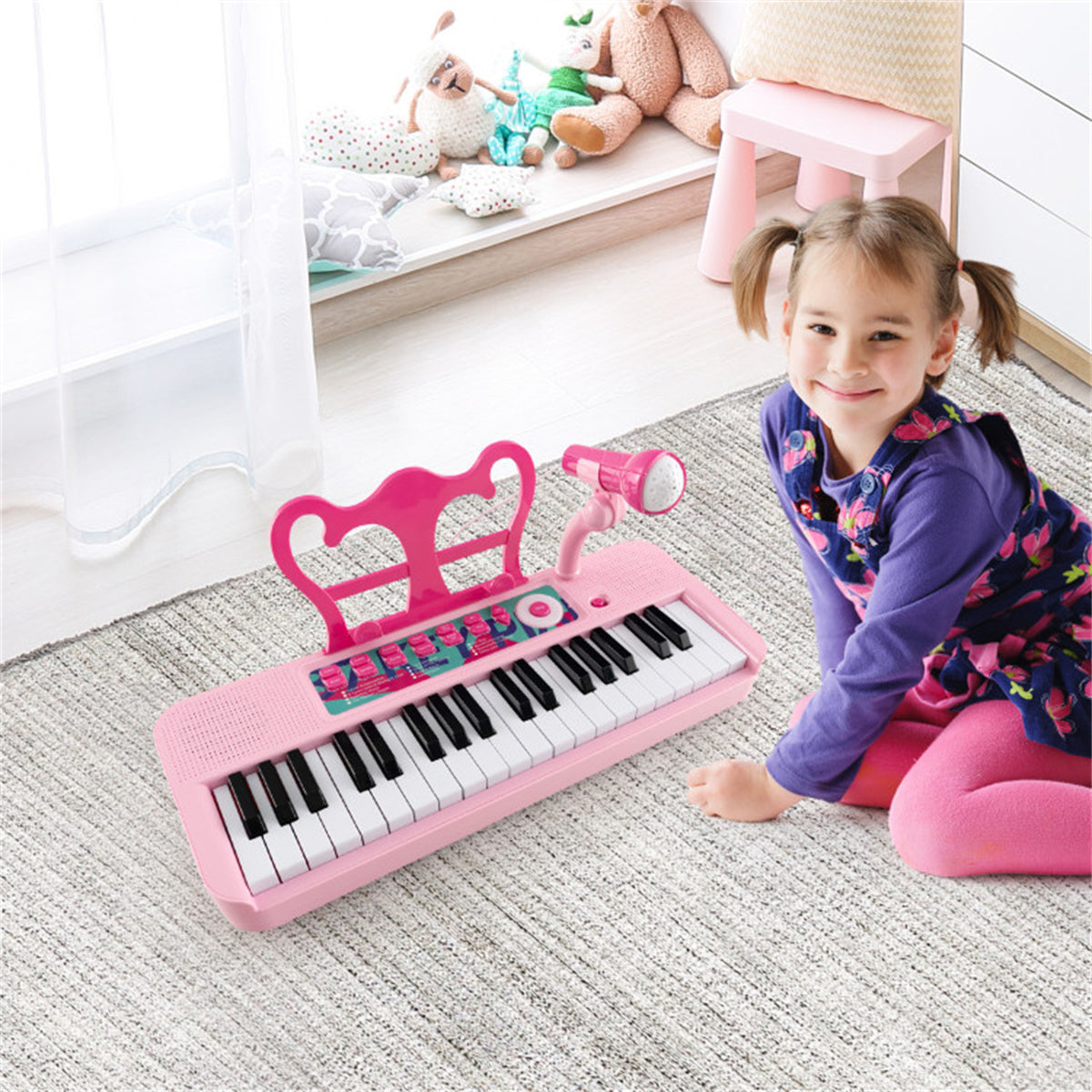 Kids Piano, Keyboard 37-Key Kids Toy Keyboard Piano with Microphone