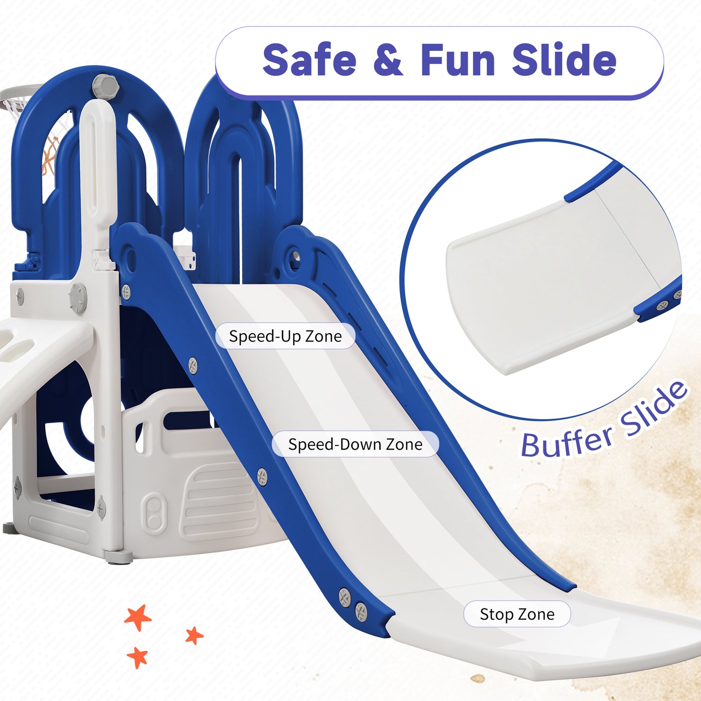 Toddler Climber and Slide Set 4 in 1, Kids Playground Climber Slide Playset with Basketball Hoop Play Combination for Babies Indoor & Outdoor