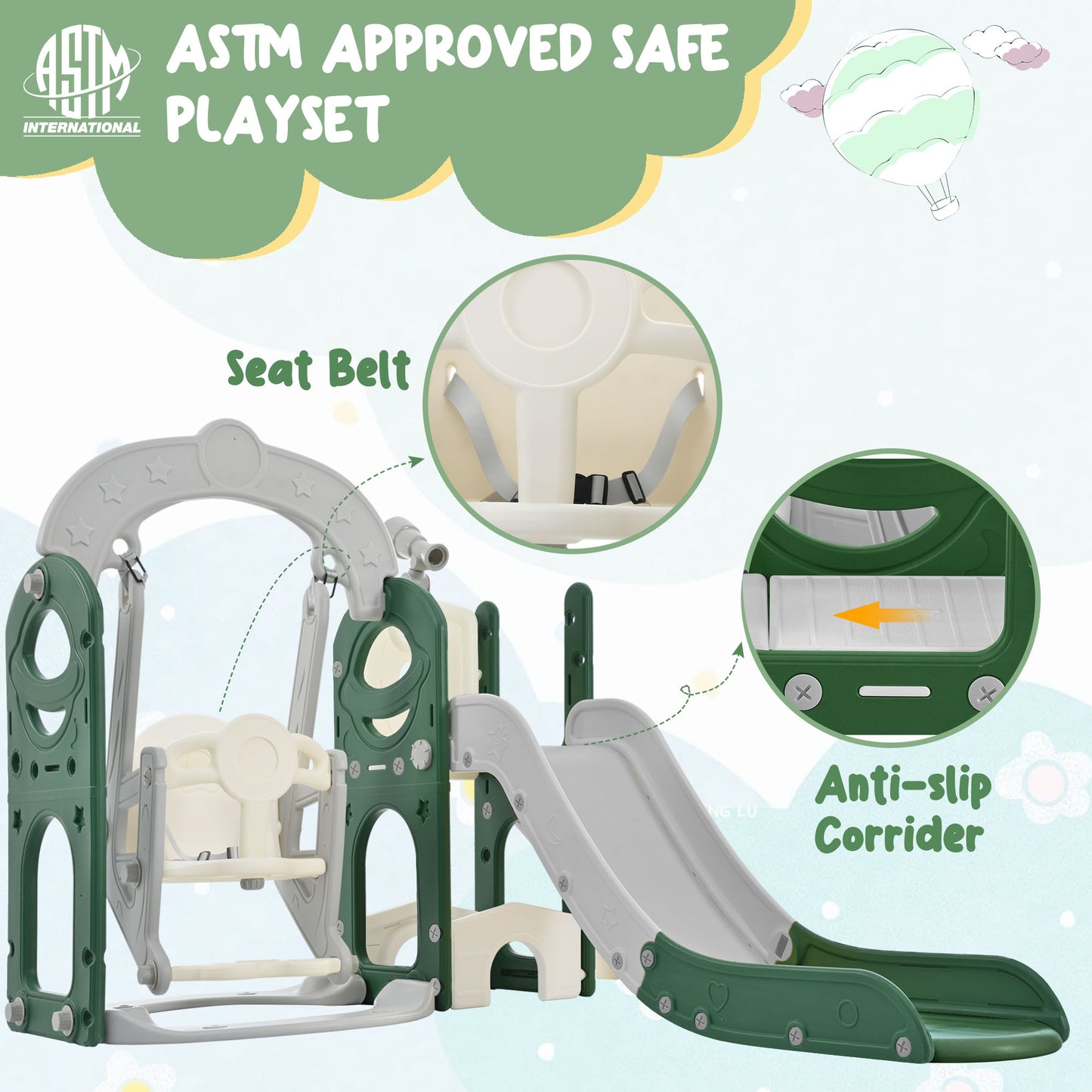 Toddler Slide and Swing Set 5 in 1, Kids Playground Climber Slide Playset with Telescope, Combination for Babies Indoor & Outdoor