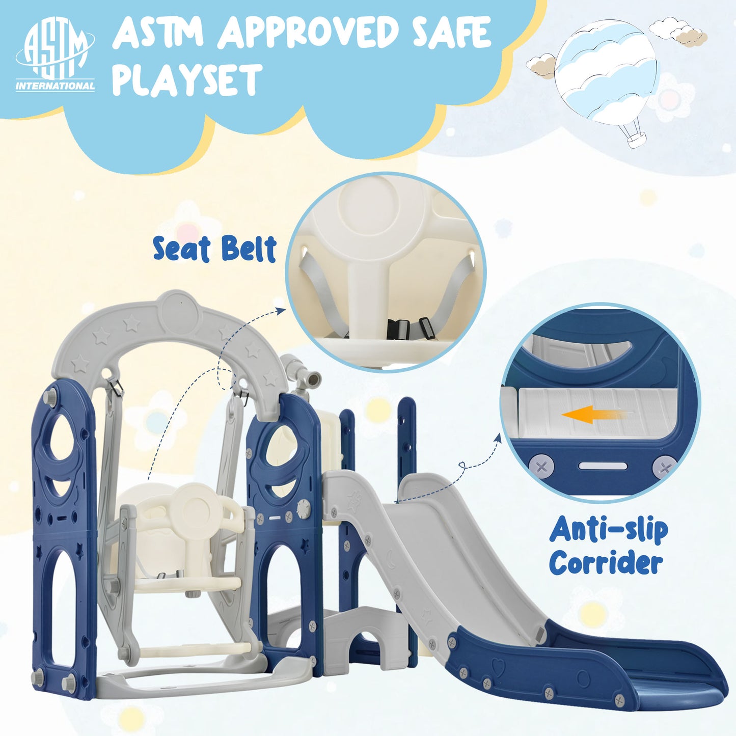 Toddler Slide and Swing Set 5 in 1, Kids Playground Climber Slide Playset with Telescope, Combination for Babies Indoor & Outdoor