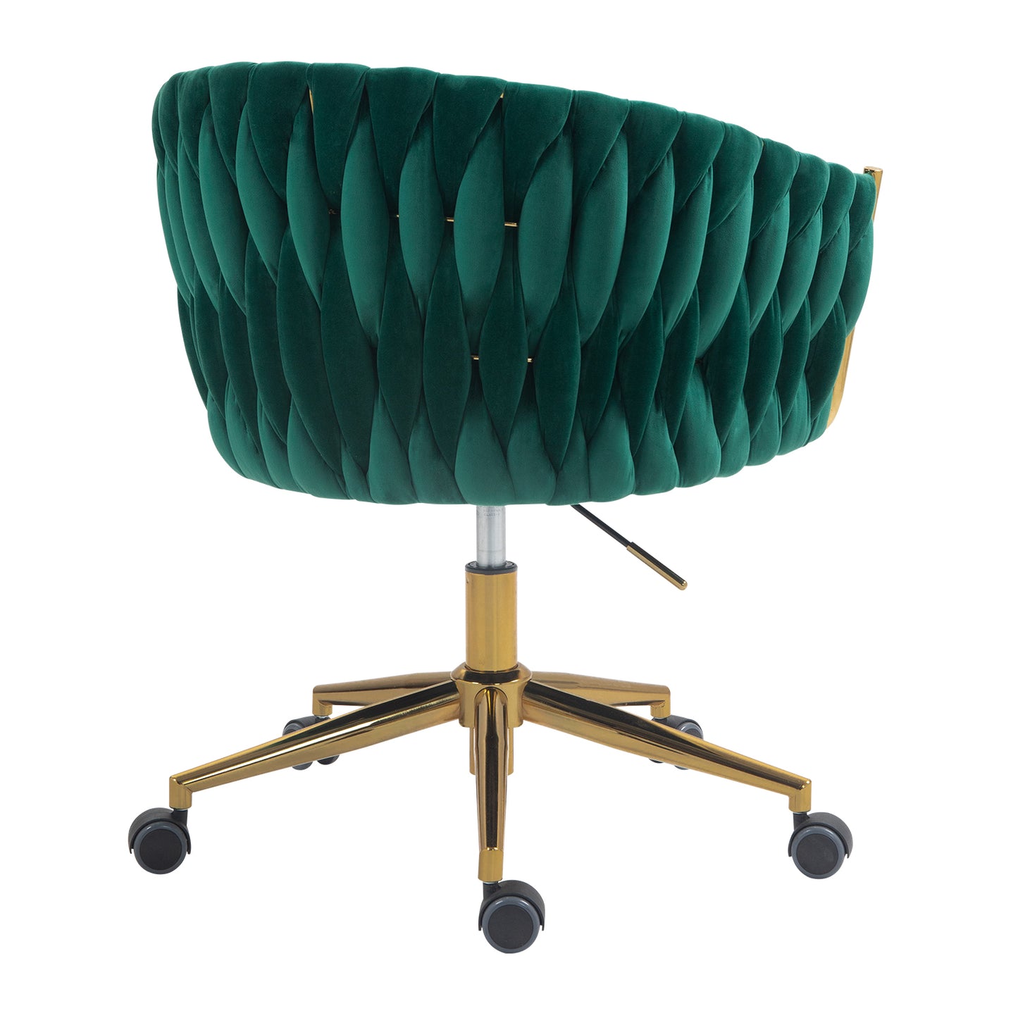 Modern design the backrest is hand-woven Office chair,Vanity chairs with wheels,Height adjustable,360° swivel for bedroom living room(GREEN)