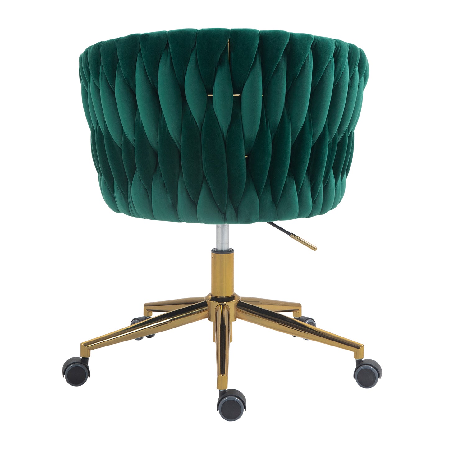 Modern design the backrest is hand-woven Office chair,Vanity chairs with wheels,Height adjustable,360° swivel for bedroom living room(GREEN)
