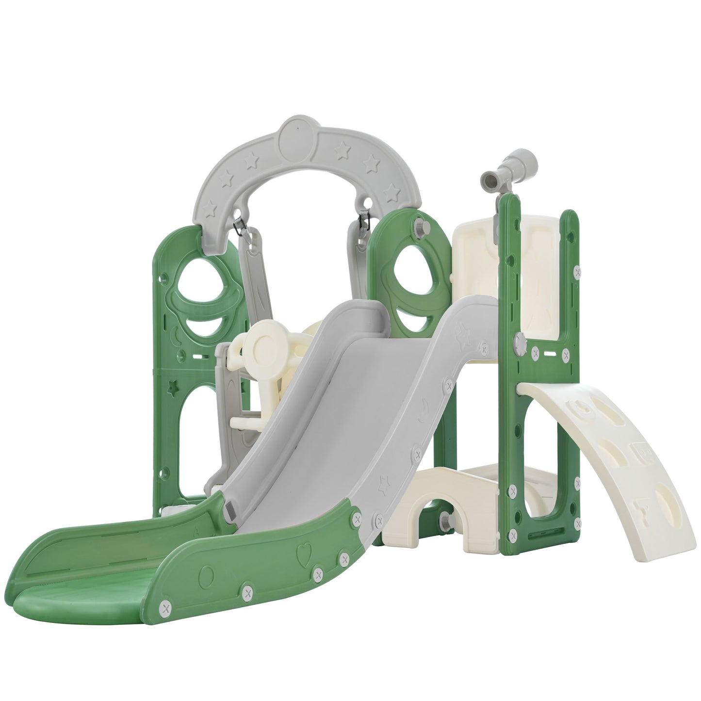 Toddler Slide and Swing Set 5 in 1, Kids Playground Climber Slide Playset with Telescope, Combination for Babies Indoor & Outdoor