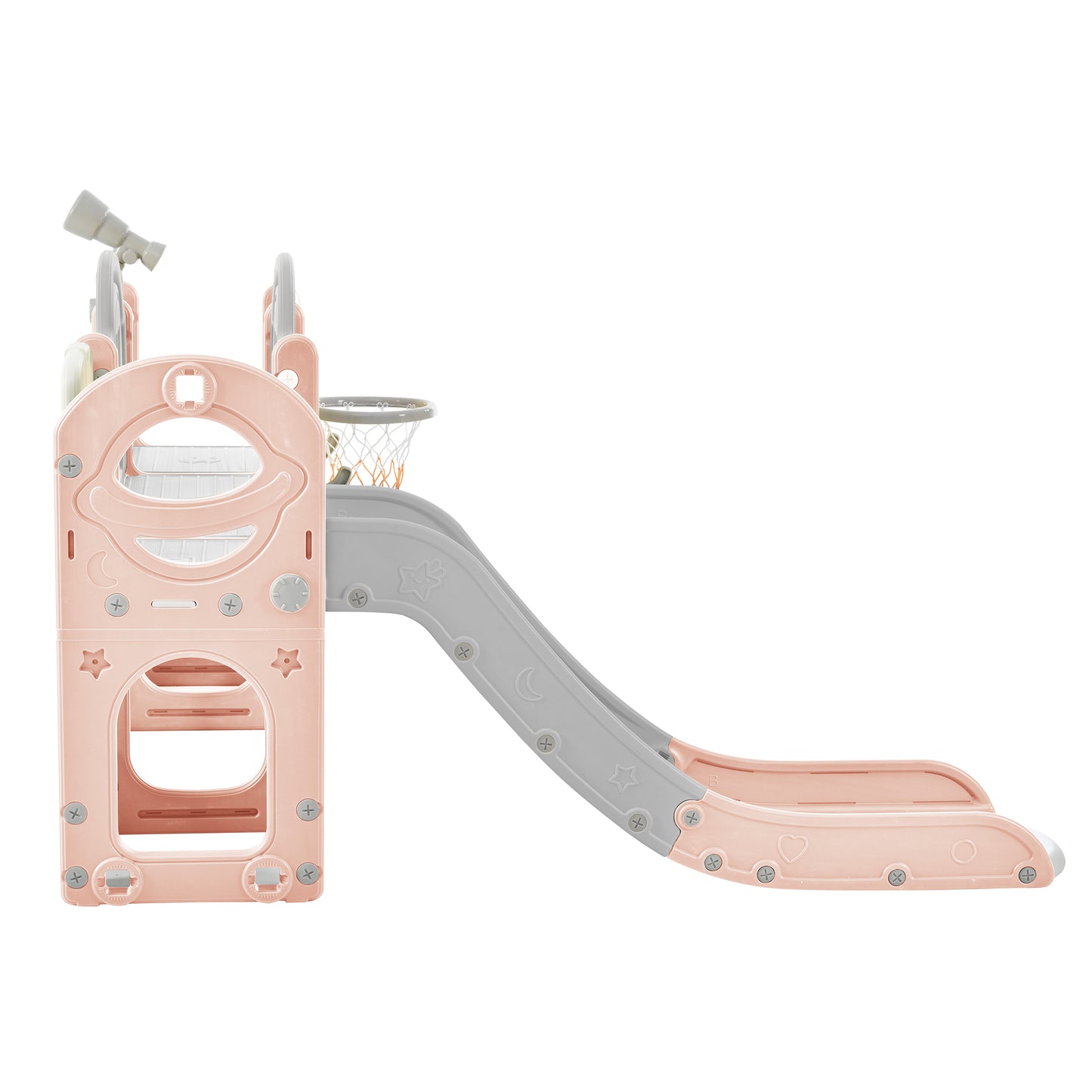 Kids Slide Playset Structure 9 in 1, Spaceship Set with Slide, Arch Tunnel, Ring Toss, Drawing Whiteboardl and Basketball Hoop for Toddlers, Kids Climbers Playground