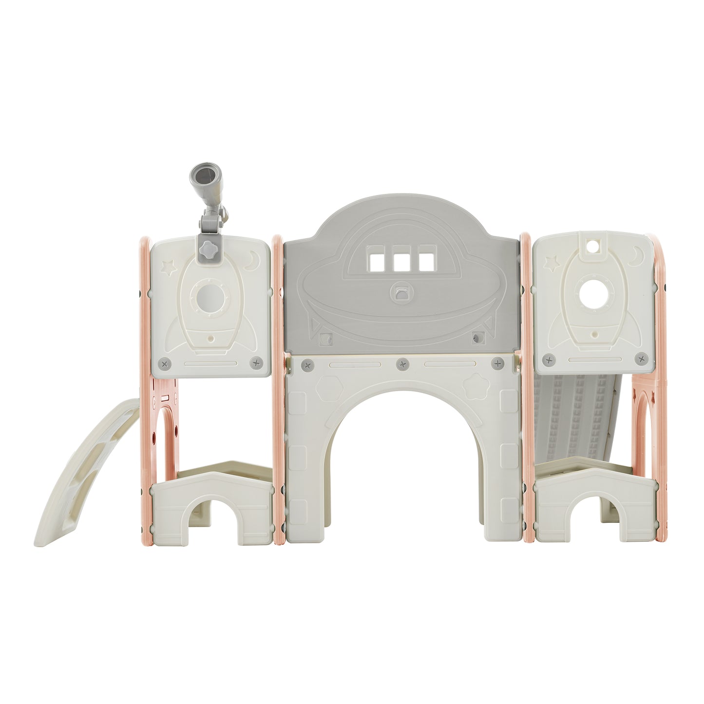 Kids Slide Playset Structure 9 in 1, Spaceship Set with Slide, Arch Tunnel, Ring Toss, Drawing Whiteboardl and Basketball Hoop for Toddlers, Kids Climbers Playground