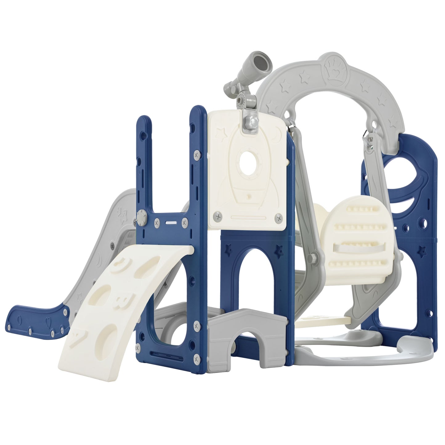 Toddler Slide and Swing Set 5 in 1, Kids Playground Climber Slide Playset with Telescope, Combination for Babies Indoor & Outdoor
