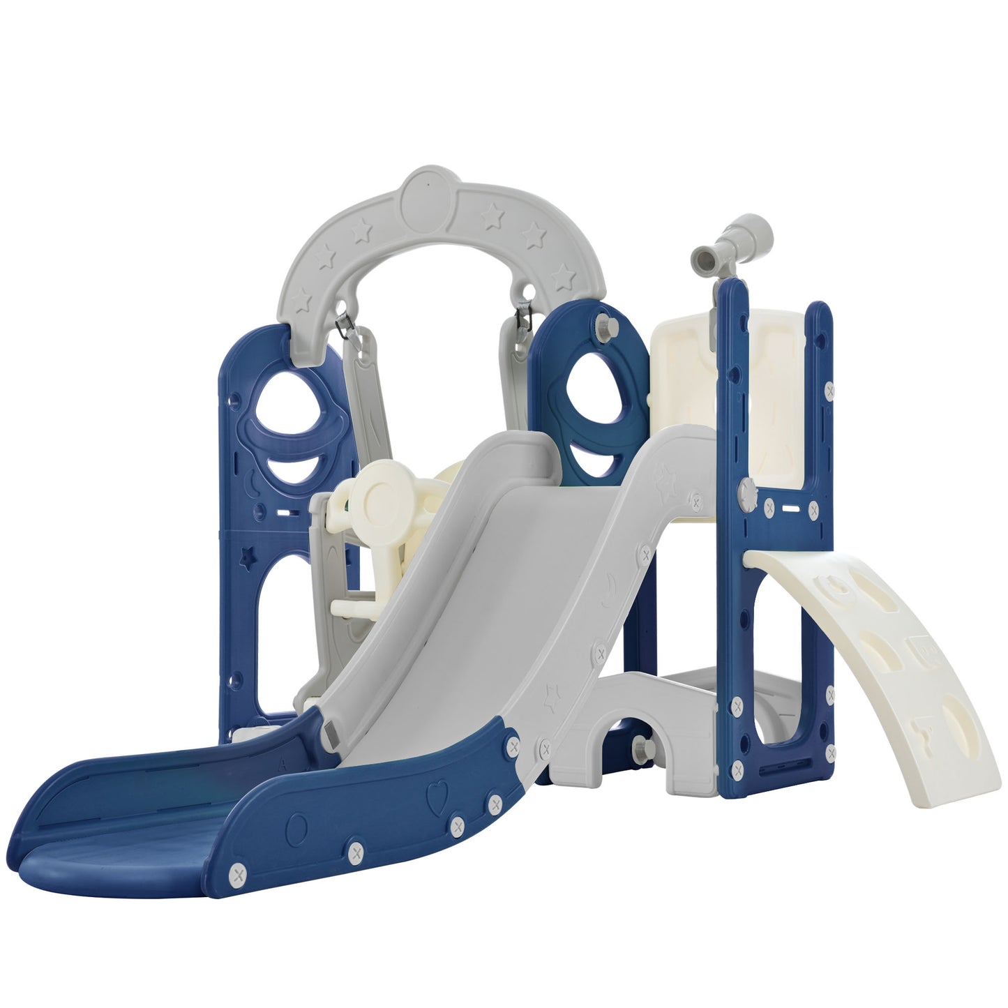 Toddler Slide and Swing Set 5 in 1, Kids Playground Climber Slide Playset with Telescope, Combination for Babies Indoor & Outdoor