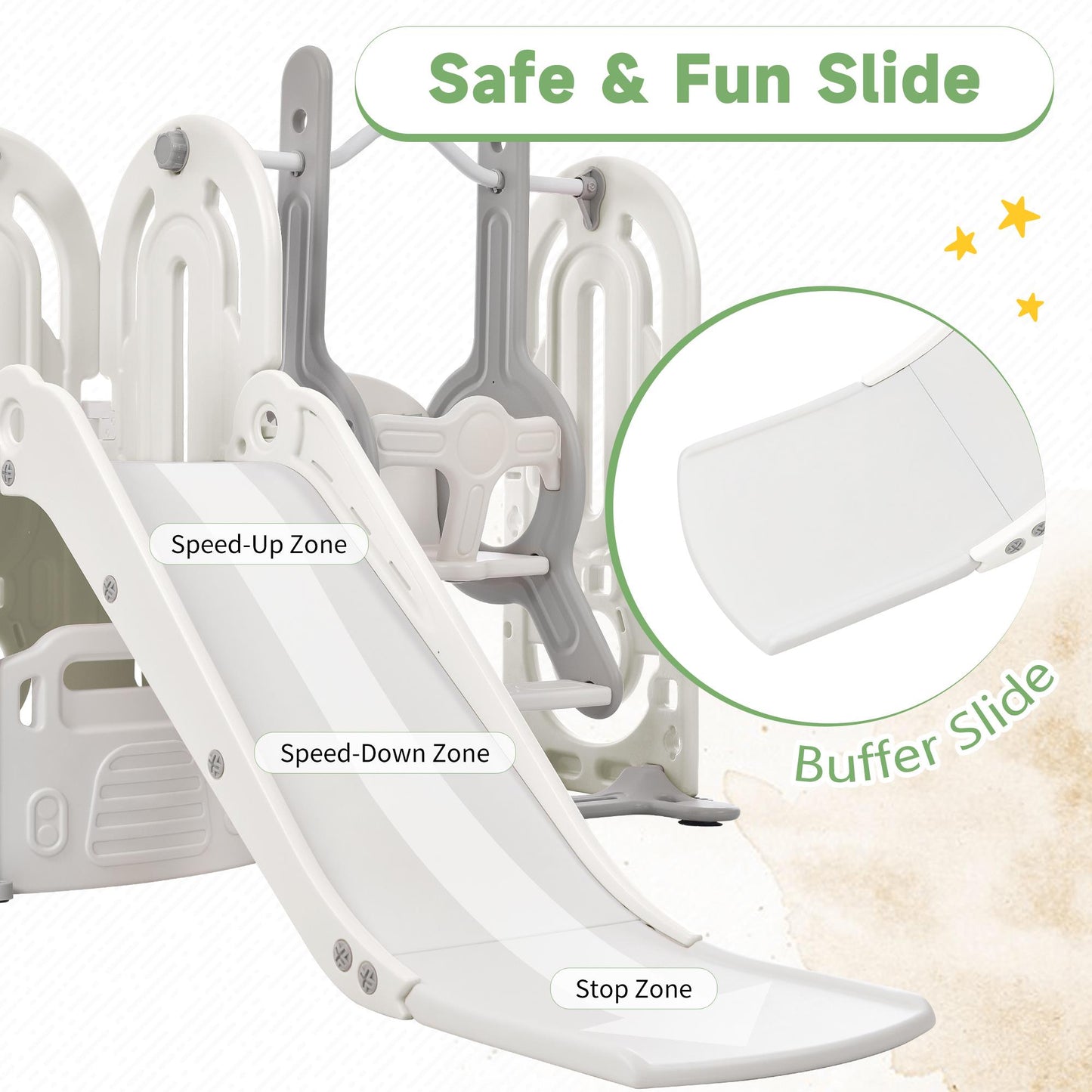 Toddler Slide and Swing Set 5 in 1, Kids Playground Climber Slide Playset with Basketball Hoop Combination for Babies Indoor & Outdoor