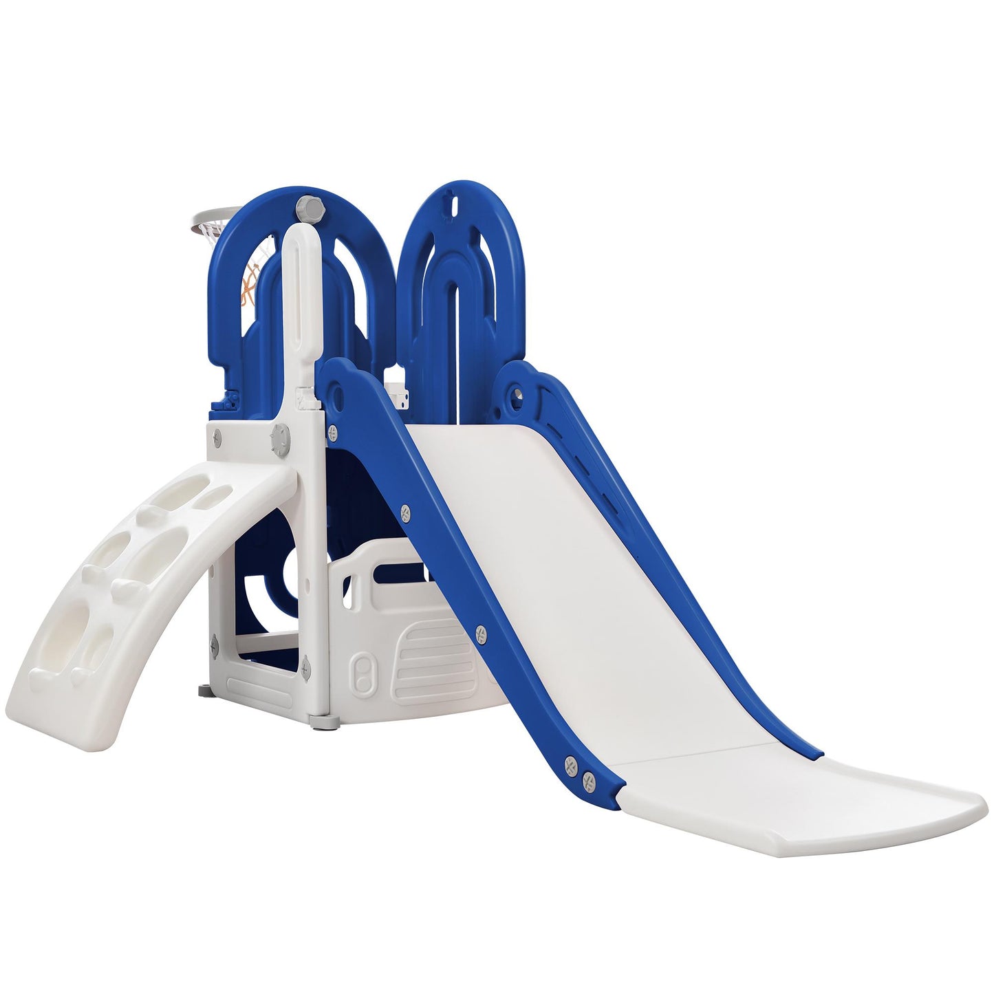 Toddler Climber and Slide Set 4 in 1, Kids Playground Climber Slide Playset with Basketball Hoop Play Combination for Babies Indoor & Outdoor