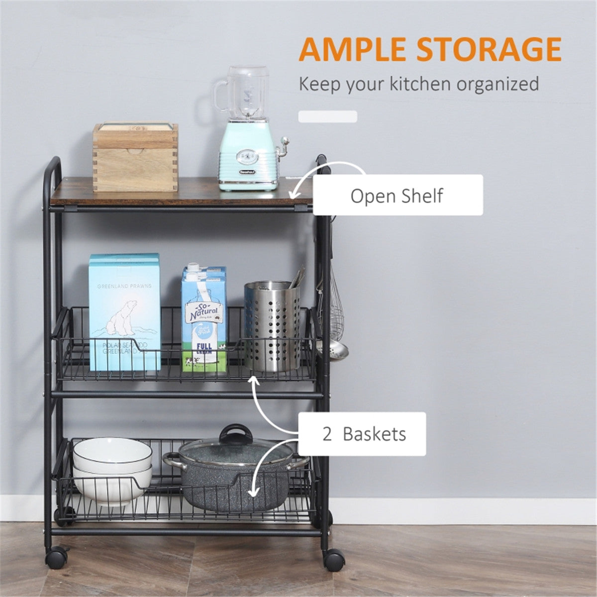 Rolling Cart/Kitchen Cart ( Amazon Shipping)(Prohibited by WalMart)