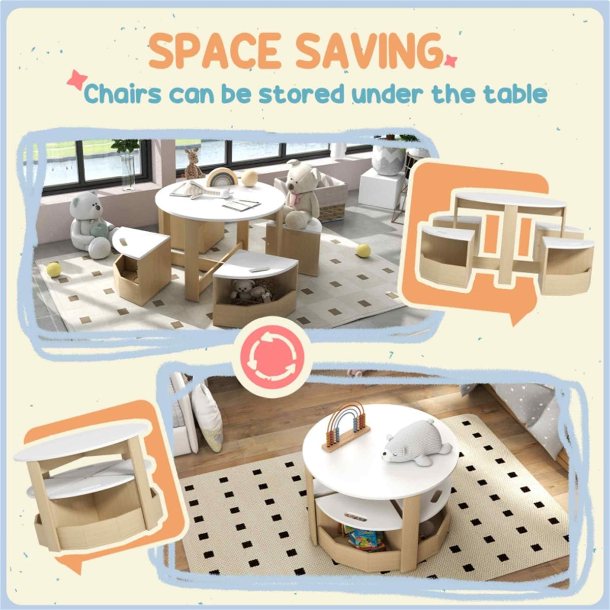 Kids Table and Chairs Set