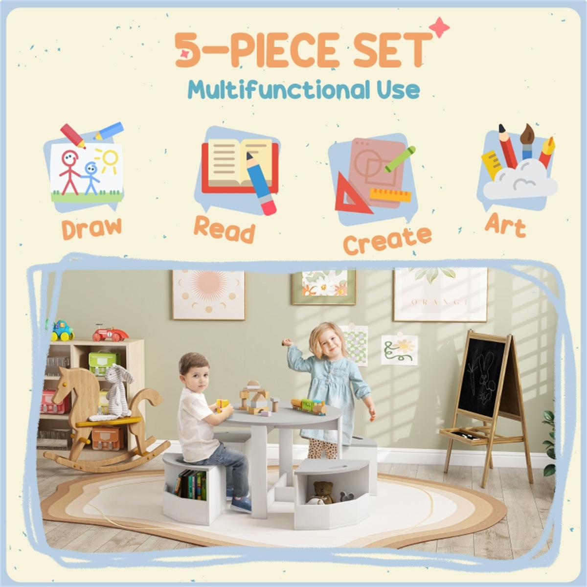 Kids Table and Chairs Set