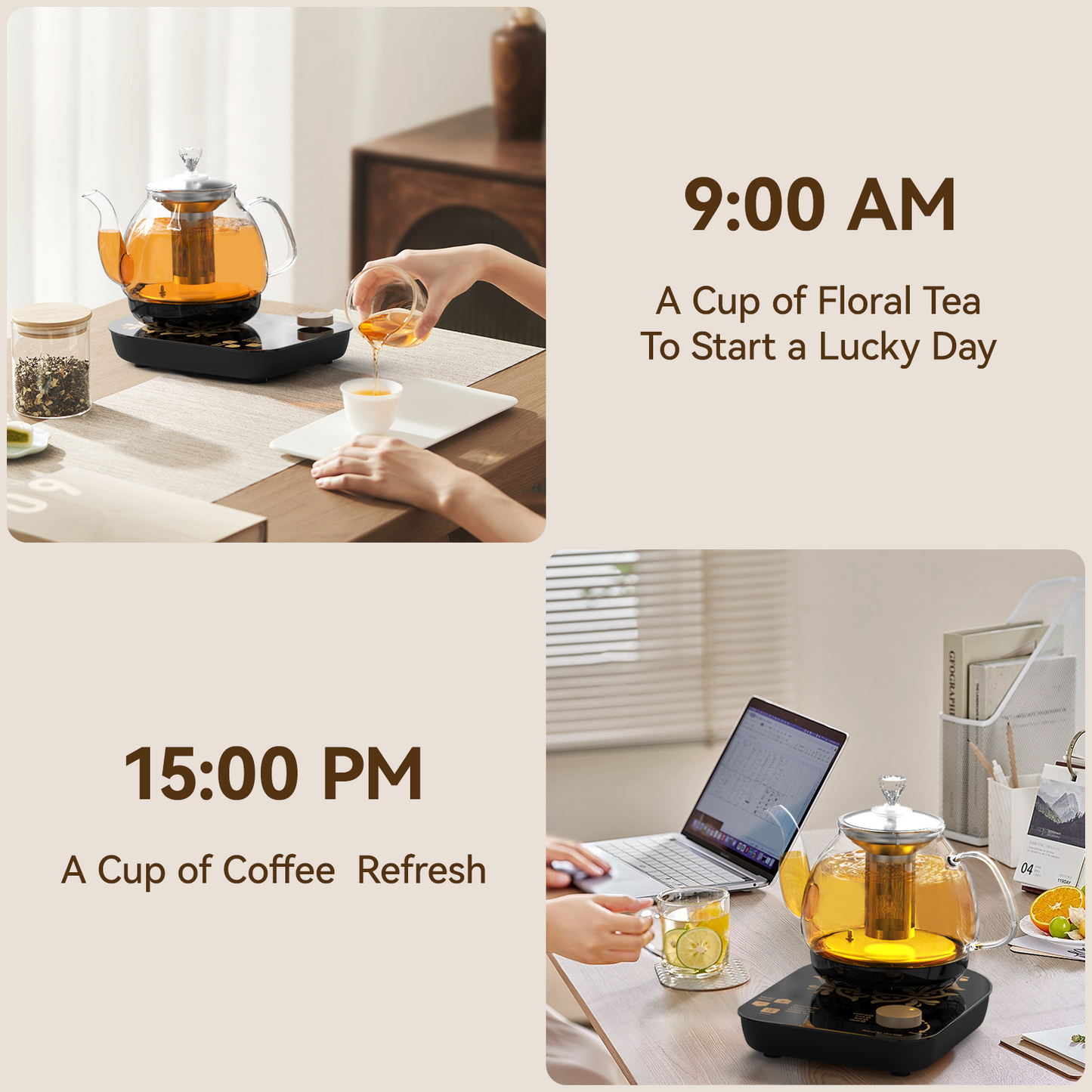 Compact Tea Maker Electric Glass Kettle,Dual Methods of Steaming and Brewing with Temperature and Timer Programs,Cordless 800W 0.8 Liters capacity for get your favorite teas.