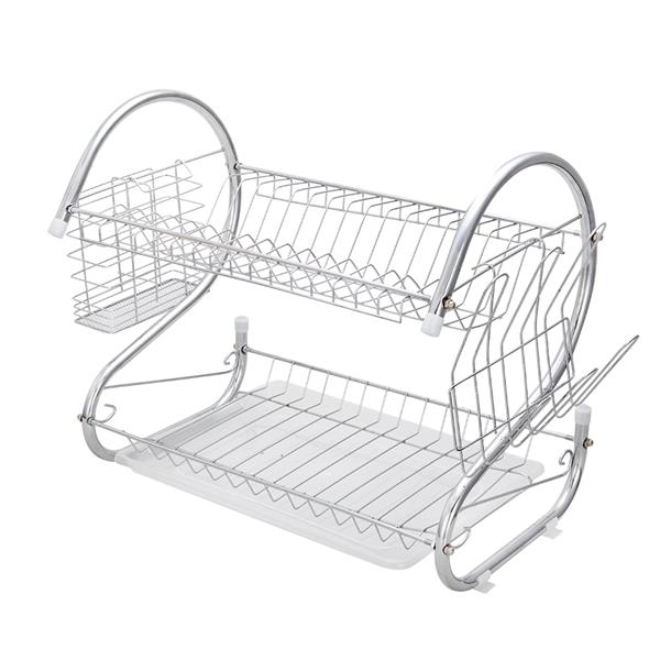Multifunctional S-shaped Dual Layers Bowls & Dishes & Chopsticks & Spoons Collection Shelf Dish Drainer
