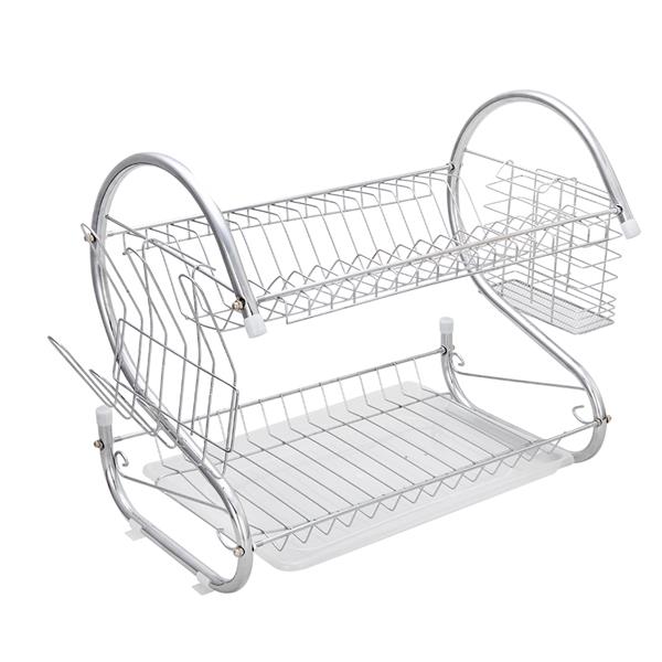 Multifunctional S-shaped Dual Layers Bowls & Dishes & Chopsticks & Spoons Collection Shelf Dish Drainer