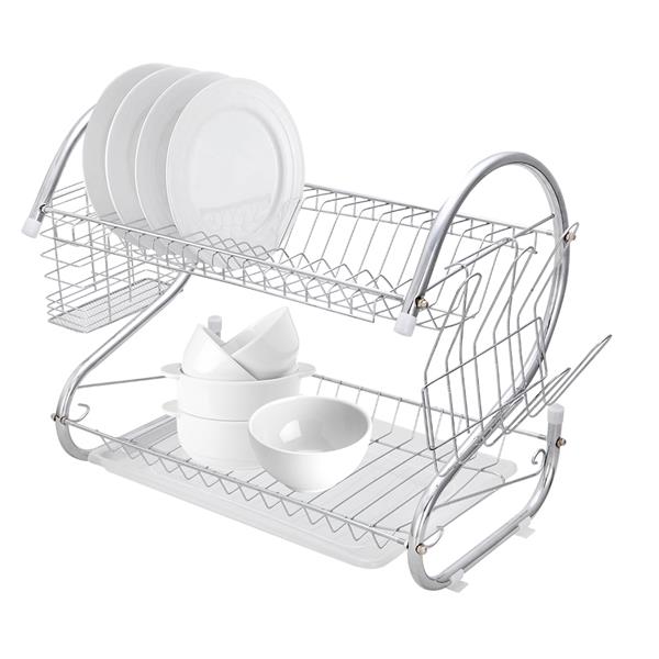 Multifunctional S-shaped Dual Layers Bowls & Dishes & Chopsticks & Spoons Collection Shelf Dish Drainer