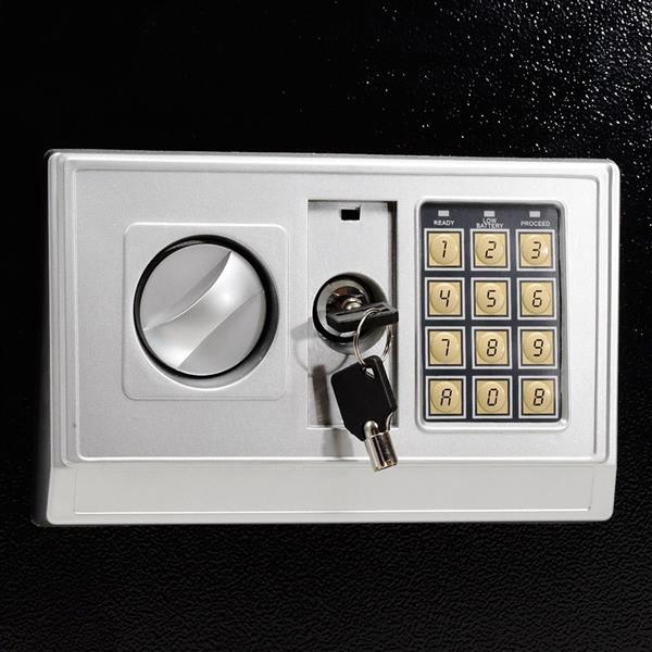 E50EA Home Business Security Keypad Lock Electronic Digital Steel Safe Black Box & Silver Gray