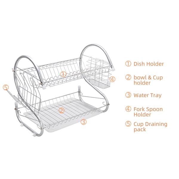 Multifunctional S-shaped Dual Layers Bowls & Dishes & Chopsticks & Spoons Collection Shelf Dish Drainer