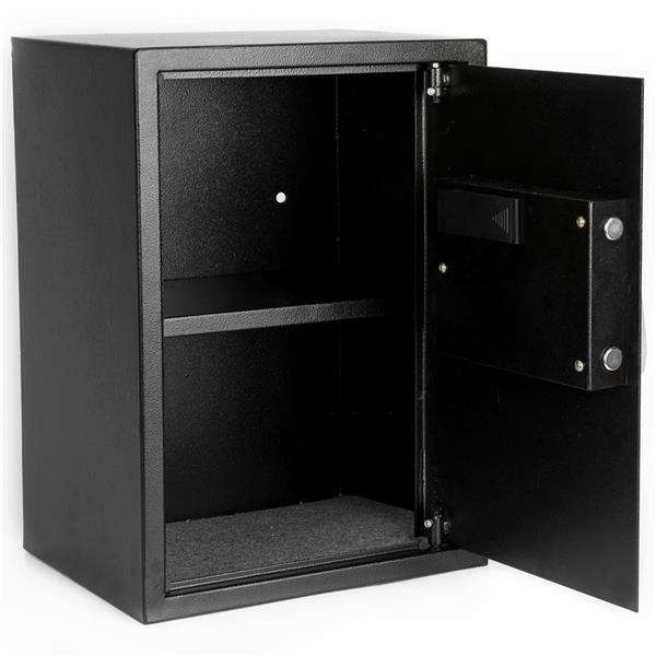 E50EA Home Business Security Keypad Lock Electronic Digital Steel Safe Black Box & Silver Gray