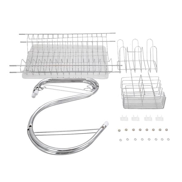 Multifunctional S-shaped Dual Layers Bowls & Dishes & Chopsticks & Spoons Collection Shelf Dish Drainer
