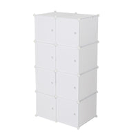 8 Cube Organizer Stackable Plastic Cube Storage Shelves Design Multifunctional Modular Closet Cabinet with Hanging Rod White