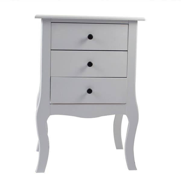 European Bedside Table-Three Pumps White