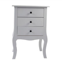 European Bedside Table-Three Pumps White