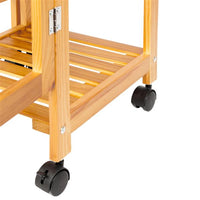 Portable Rolling Drop Leaf Kitchen Storage Trolley Cart Island Sapele Color