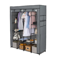 Portable Closet Organizer Storage, Wardrobe Closet with Non-Woven Fabric 14 Shelves, Easy to Assemble, Gray