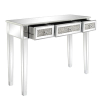 Silver MDF Mirror Surface Broken Glass Three Pumping Computer Desk