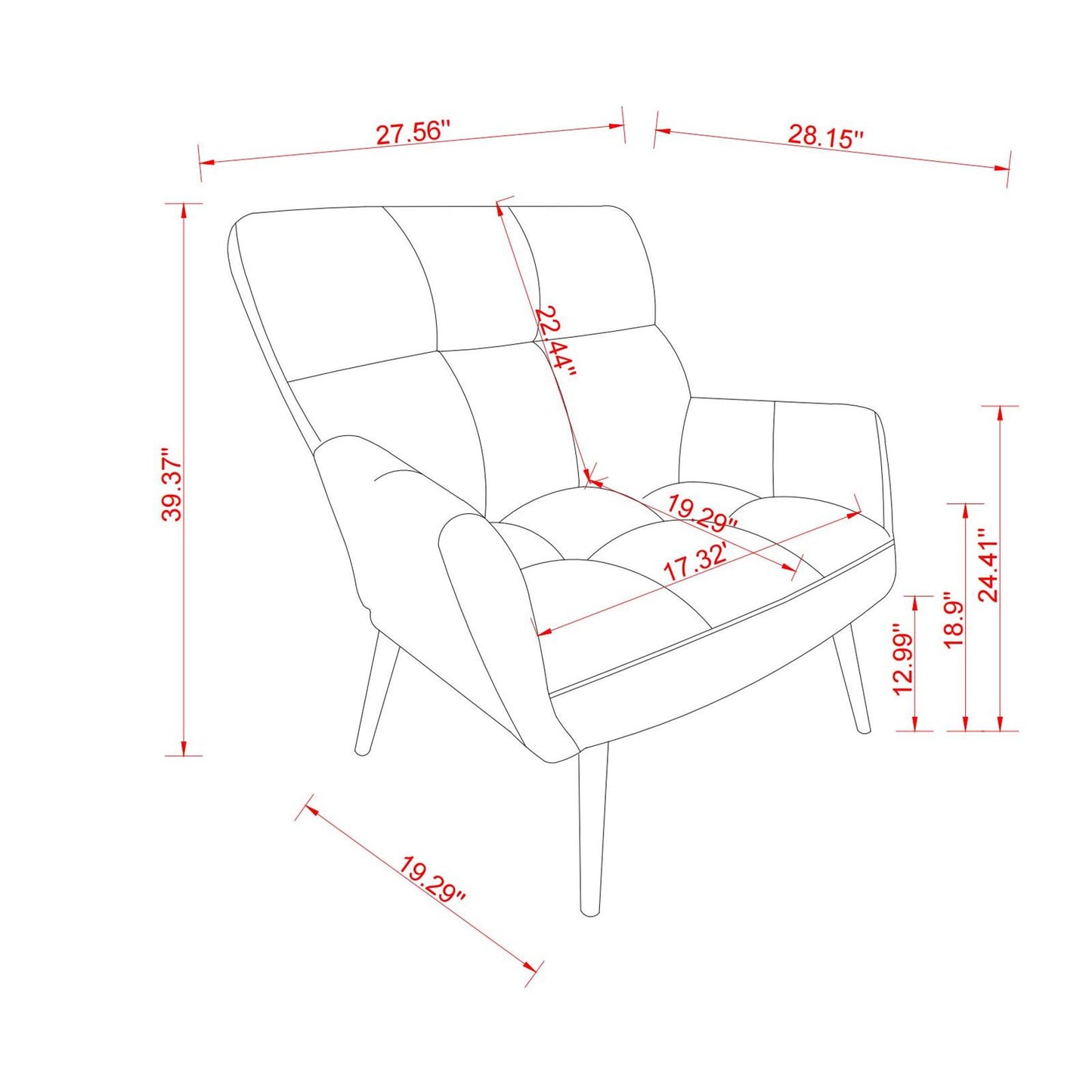 Modern Single Sofa Armchair with High Backrest Comfy Reading Chair for Small Spaces/Living Room/Bedroom/Apartment (COLOR:BLUE)