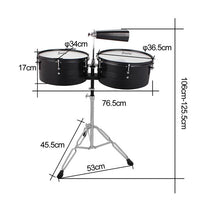 [Do Not Sell on Amazon]Glarry Percussion 13" & 14" Timbales Drum Set with Stand and Cowbell Black