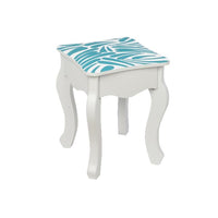 Three-Fold Mirror Single-Drawing Curved Foot Children Dressing Table Blue Zebra