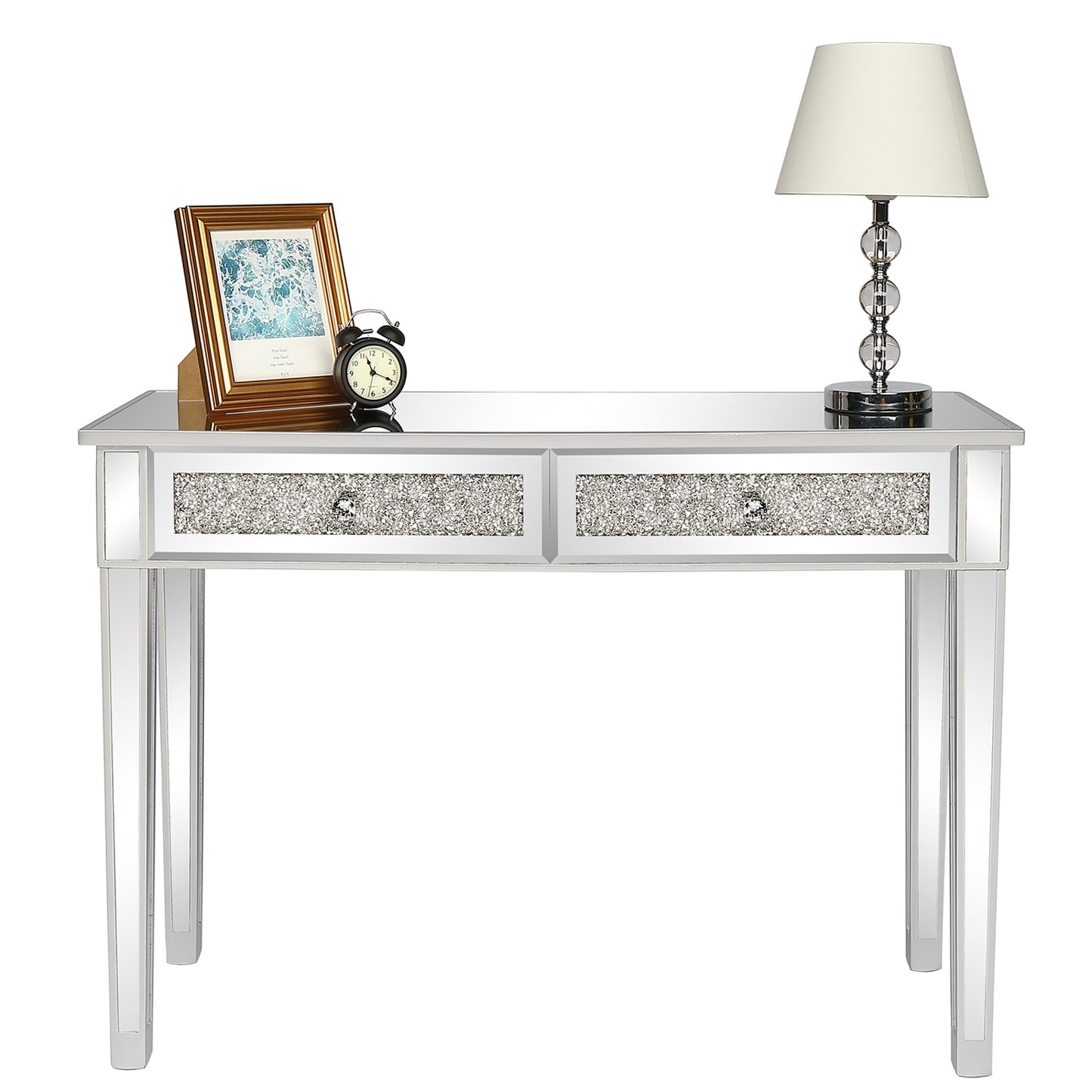 106*38*76cm Modern Mirror Two-Pump Computer Table Silver