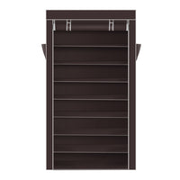 10 Tiers Shoe Rack with Dustproof Cover Closet Shoe Storage Cabinet Organizer Dark Brown