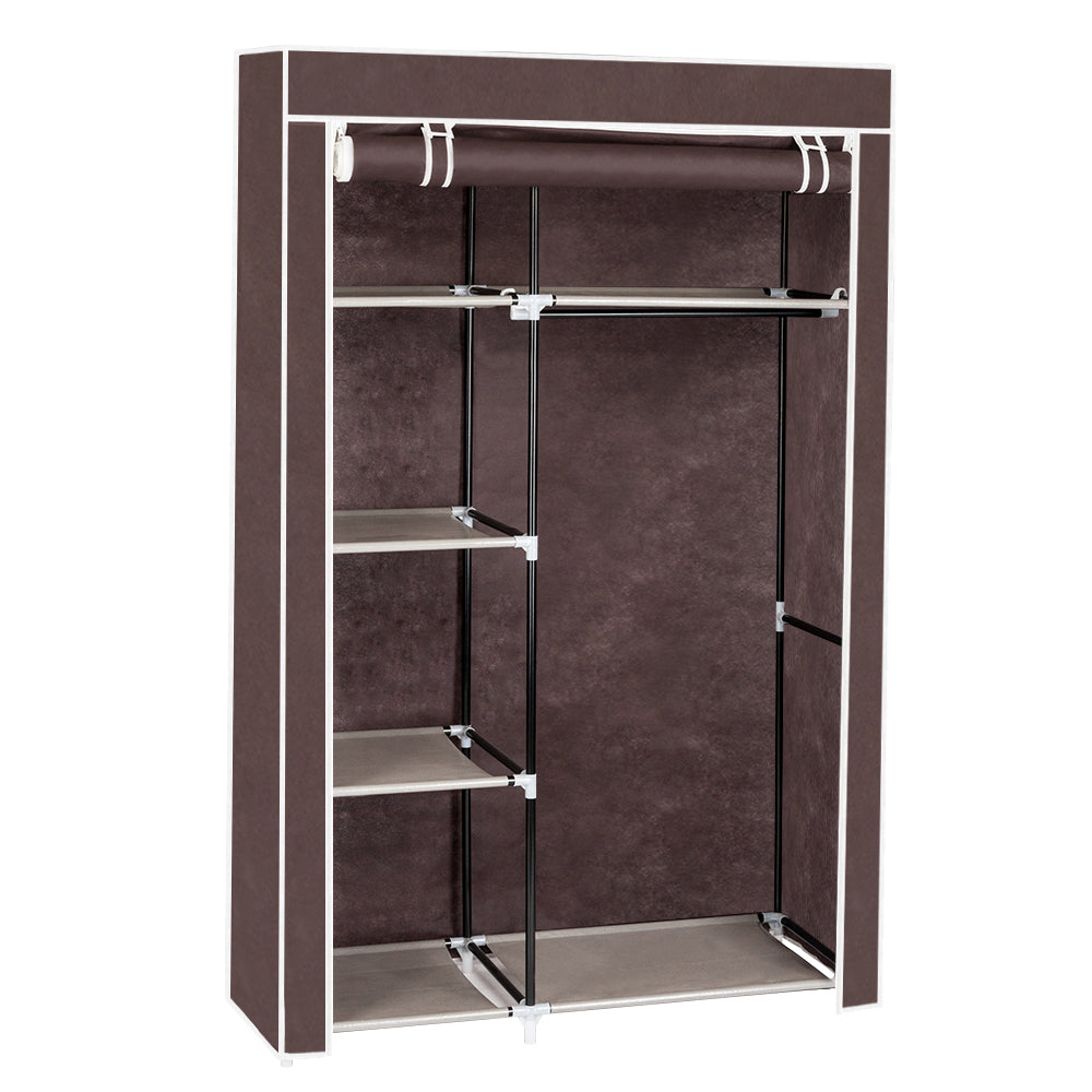 64" Portable Closet Storage Organizer Wardrobe Clothes Rack with Shelves Dark Brown