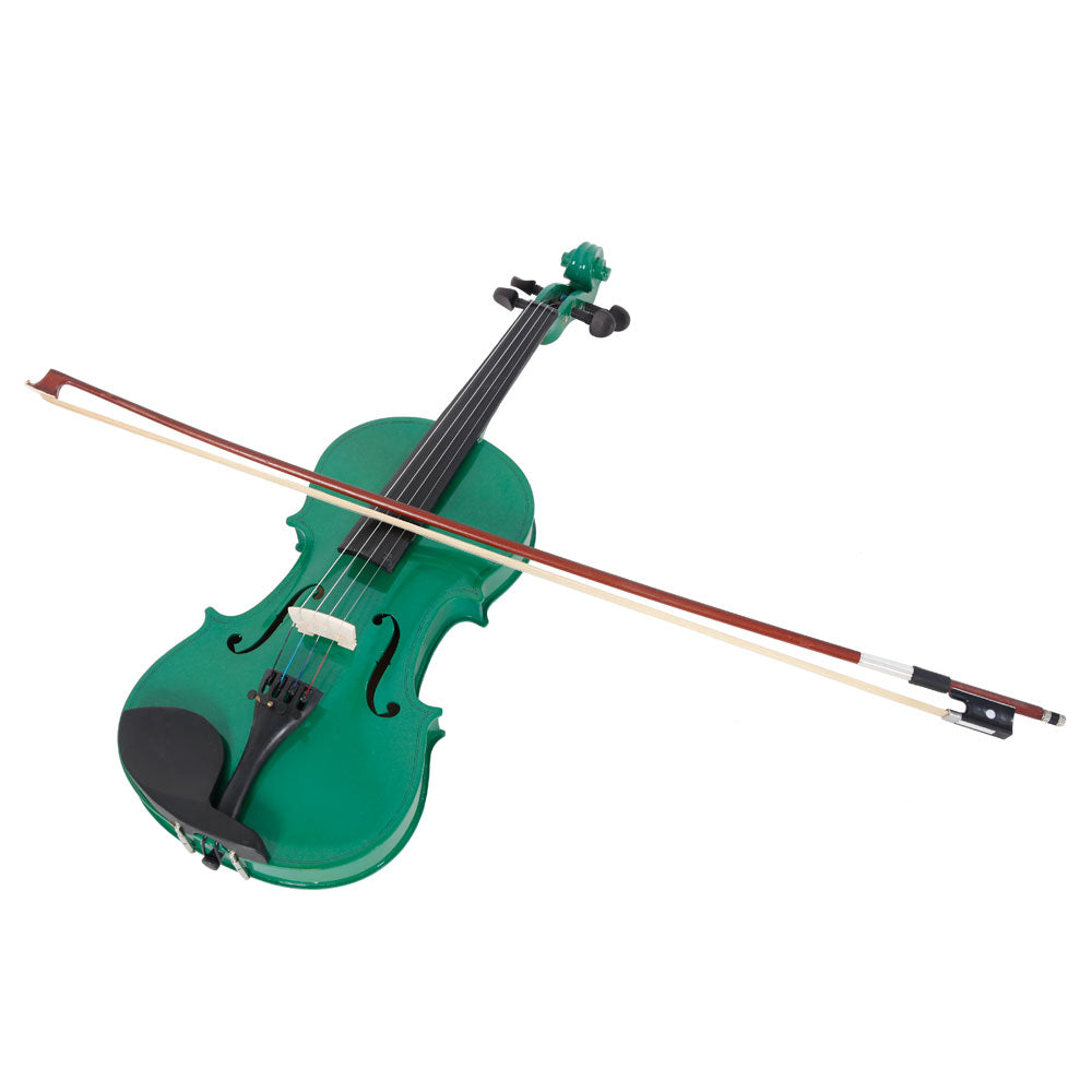 New 4/4 Acoustic Violin Case Bow Rosin Green