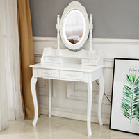 LED Single Mirror 4 Drawer Dresser White