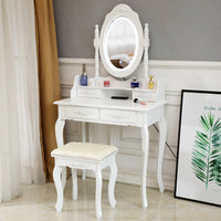 LED Single Mirror 4 Drawer Dresser White